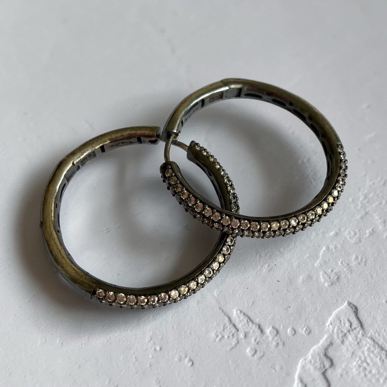 Vintage Thomas Sabo Silver 925 Hoop Earrings Zircon 1.5